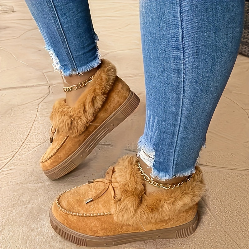 Women's Plush Faux Collar Snow Boots