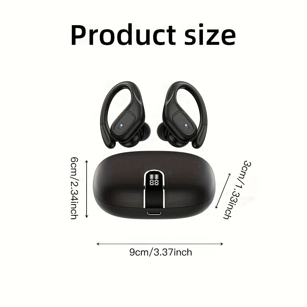 LIFEBEE Wireless Earphones - Stereo Audio, ENC Noise Cancelling, LED Display, Built-in Mic, Over-Ear Headphones for Running & Sports