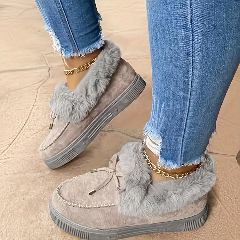Women's Plush Faux Collar Snow Boots