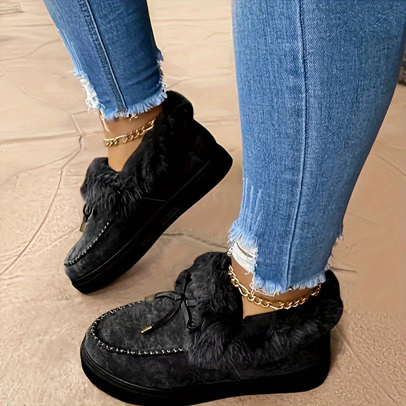 Women's Plush Faux Collar Snow Boots