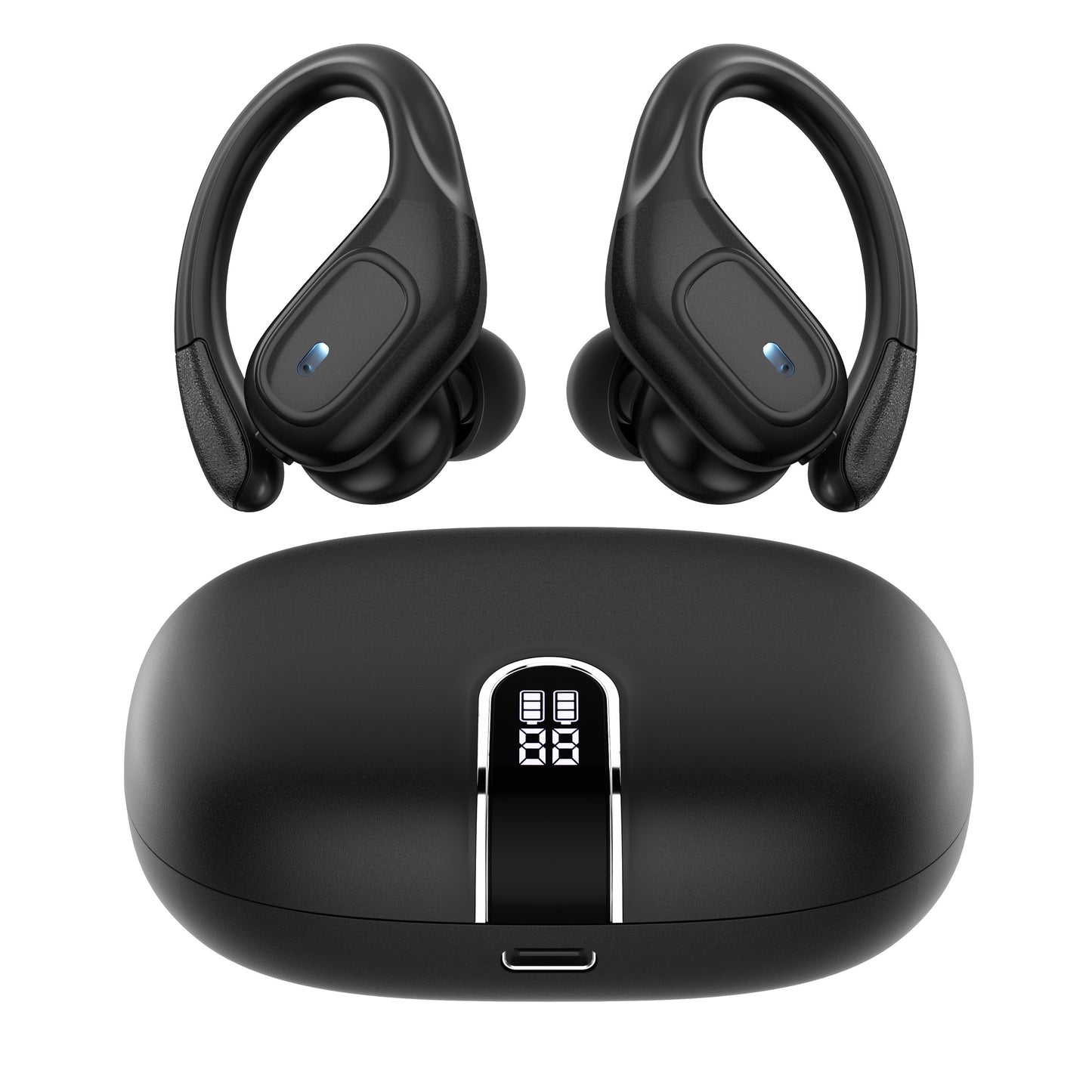 LIFEBEE Wireless Earphones - Stereo Audio, ENC Noise Cancelling, LED Display, Built-in Mic, Over-Ear Headphones for Running & Sports