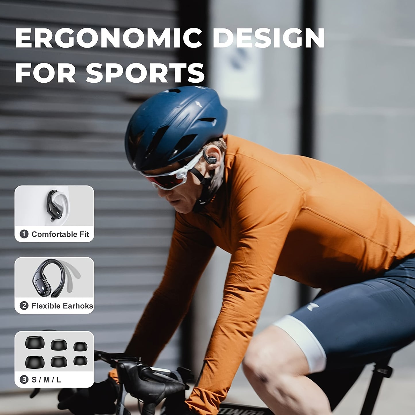 LIFEBEE Wireless Earphones - Stereo Audio, ENC Noise Cancelling, LED Display, Built-in Mic, Over-Ear Headphones for Running & Sports