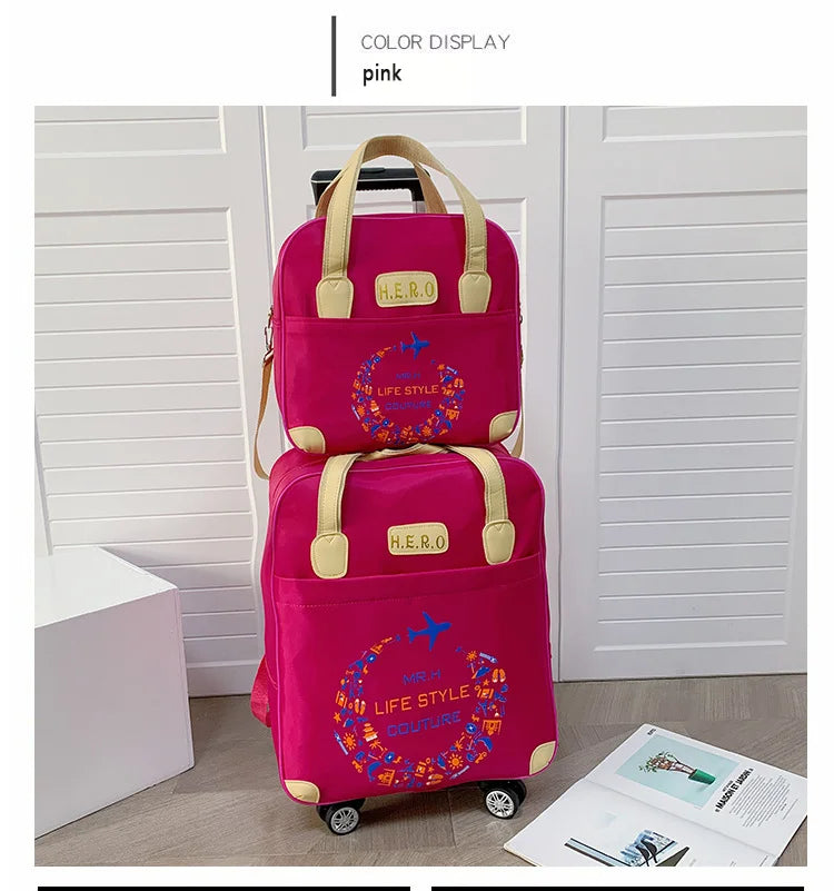 Trolley Bag, Universal Wheel, Mother-In-Law Bag, Travel Bag, Lightweight Business Trip, Multi-Functional Boarding Bag, Oxford Cloth, Adjustable Trolley, Comfortable Handbag, Multiple Carrying Methods, Any Switching, Portable
