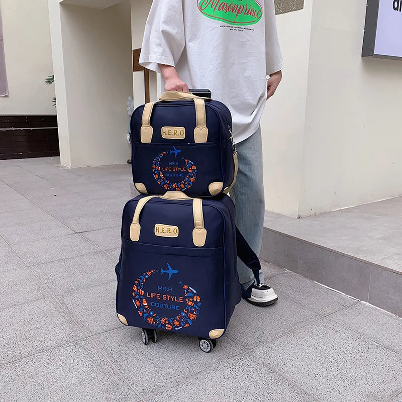 Trolley Bag, Universal Wheel, Mother-In-Law Bag, Travel Bag, Lightweight Business Trip, Multi-Functional Boarding Bag, Oxford Cloth, Adjustable Trolley, Comfortable Handbag, Multiple Carrying Methods, Any Switching, Portable