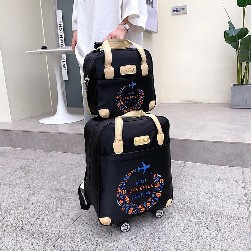 Trolley Bag, Universal Wheel, Mother-In-Law Bag, Travel Bag, Lightweight Business Trip, Multi-Functional Boarding Bag, Oxford Cloth, Adjustable Trolley, Comfortable Handbag, Multiple Carrying Methods, Any Switching, Portable