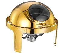 Home Kitchenware Gold Round 6L Food Warmers Wedding Luxury Stainless Steel Hot Pot Food Warmer Set