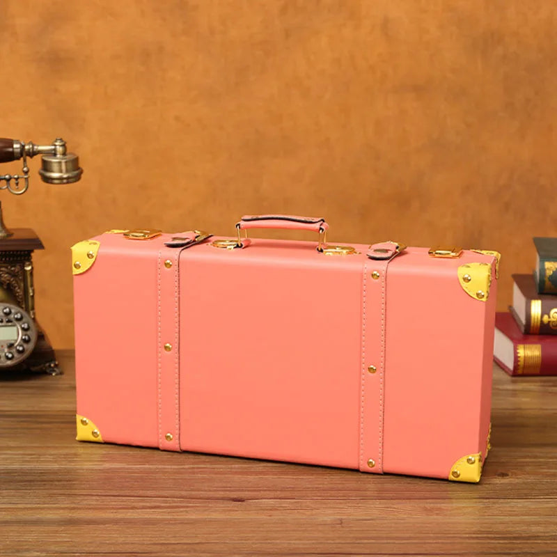 Luxury Vintage Trunk Travel Hand Big Suitcases Leather Luggage Under Bed Clothing Organizer Storage Box Antique Bin Customized