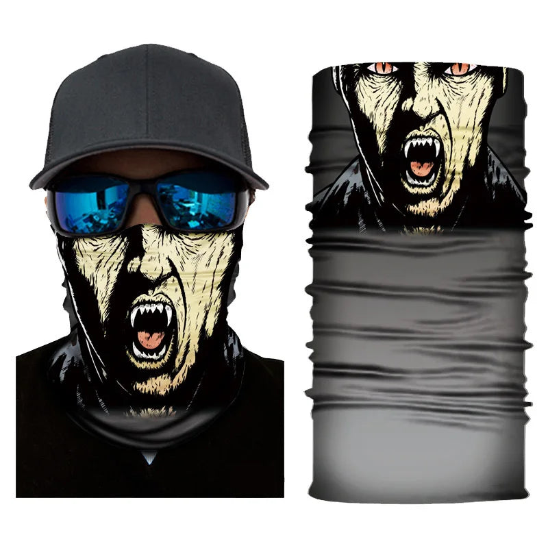 3D Printed Outdoor Sun Protection Neck Gaiter Funny Seamless Bandana Scarf in Polyester for Parties