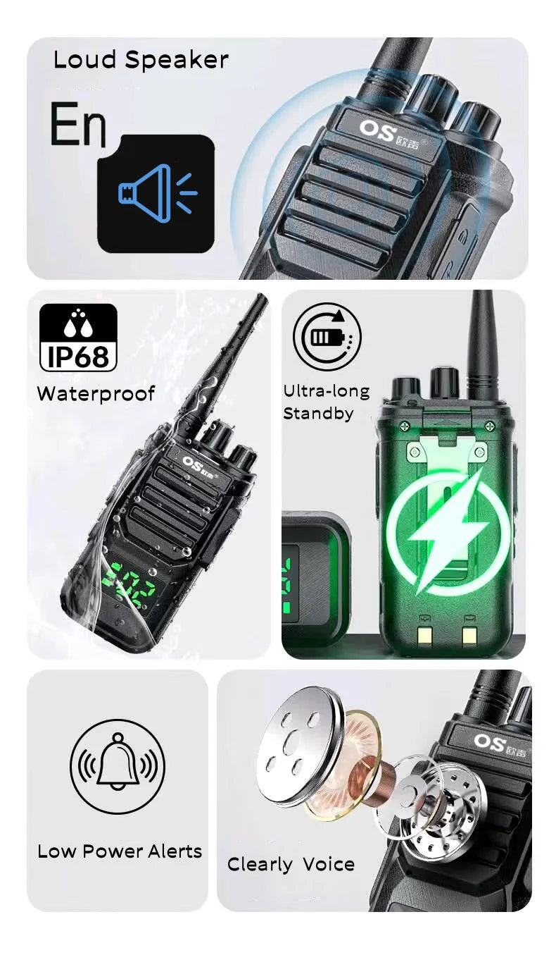 License Free PMR Noise Cancelling Walkie Talkie FT580 Passed CE Led Display IP68 Waterproof Ham Radio  for Outdoor Activities