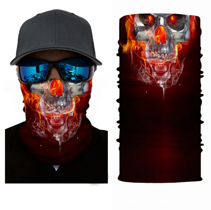 3D Printed Outdoor Sun Protection Neck Gaiter Funny Seamless Bandana Scarf in Polyester for Parties