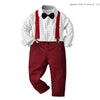 Baby Boy Clothing Set Dress Suit Gentleman Shirt With Bow Tie +Trousers Sets Party Wedding Handsome Kids Clothing Boys Clothes