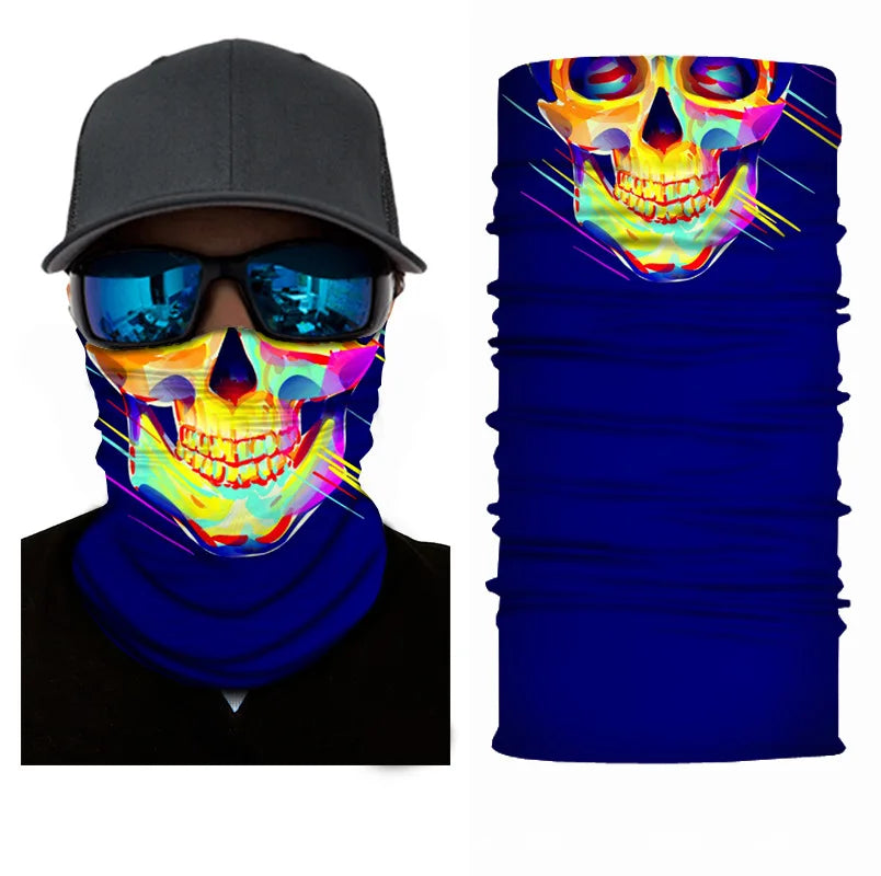 3D Printed Outdoor Sun Protection Neck Gaiter Funny Seamless Bandana Scarf in Polyester for Parties