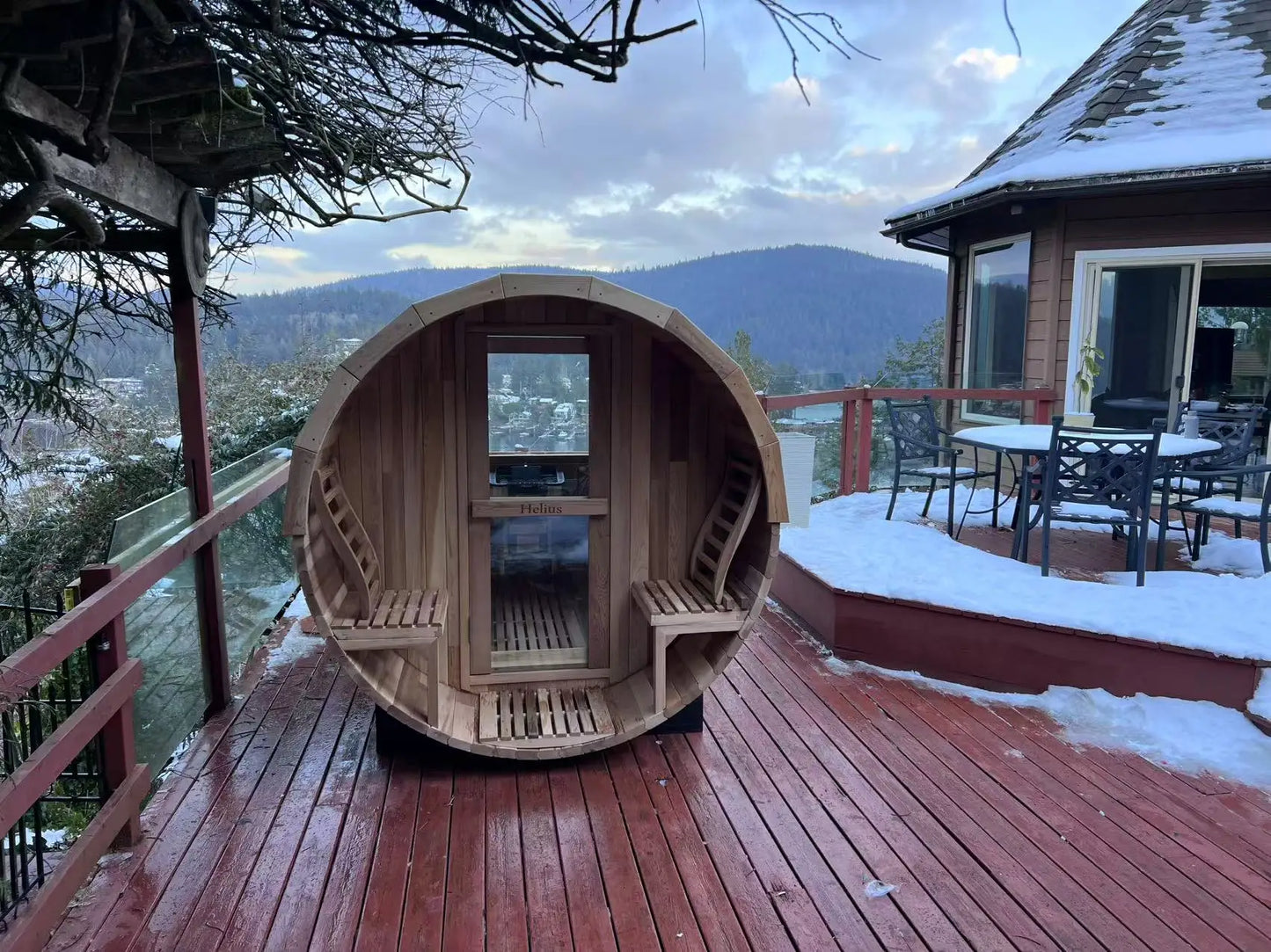 HELIUS Ready luxury 1800*2400mm cedar barrel sauna wood traditional steam electric heater outdoor sauna health use on sale