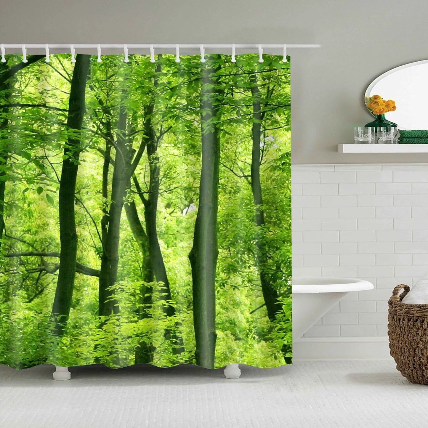 Shower Curtains Washable Beach Scene 120x180 3D Digital Landscape Printed Waterproof Bathroom Bath Curtain Polyester Fabric