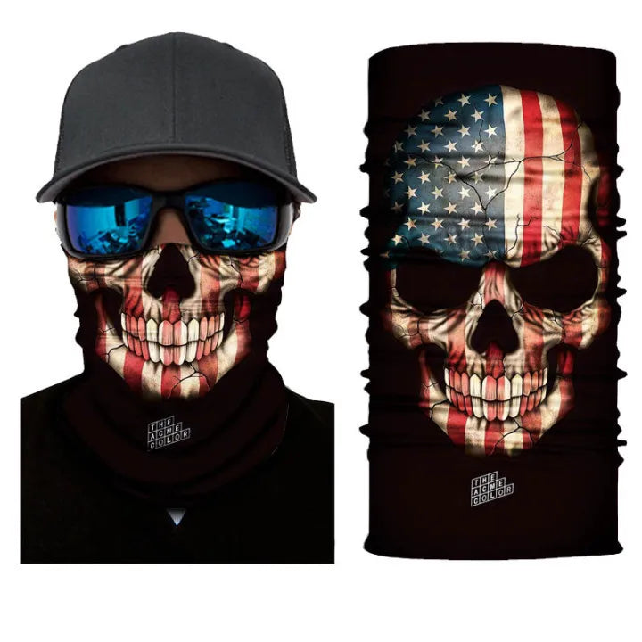 3D Printed Outdoor Sun Protection Neck Gaiter Funny Seamless Bandana Scarf in Polyester for Parties