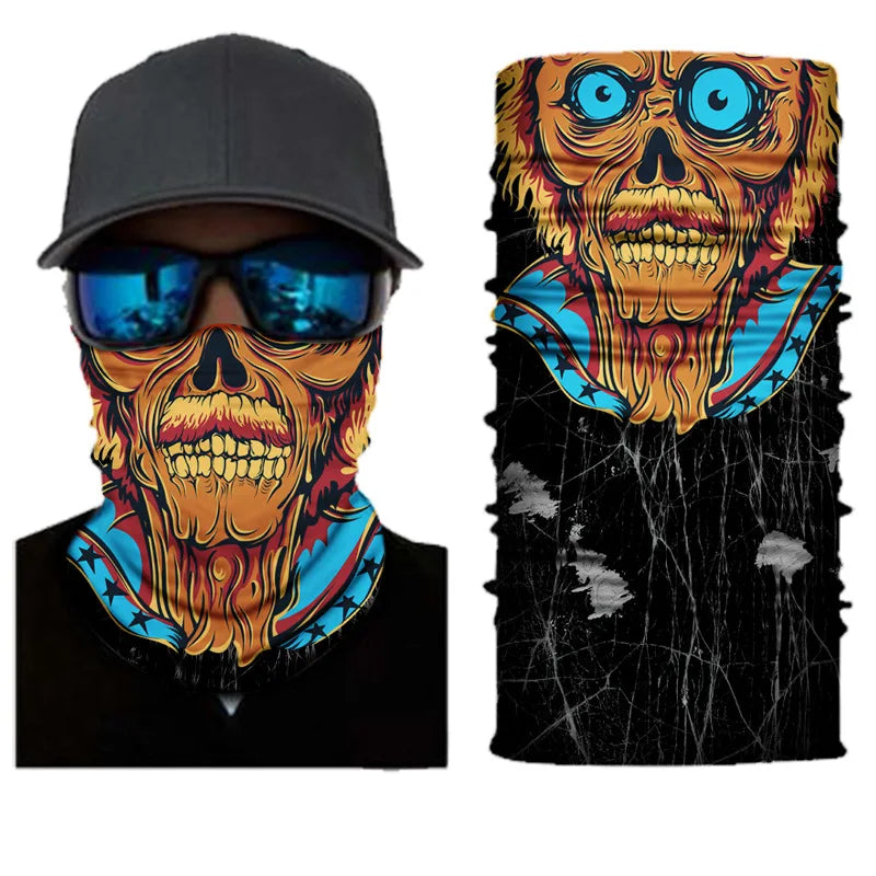 3D Printed Outdoor Sun Protection Neck Gaiter Funny Seamless Bandana Scarf in Polyester for Parties