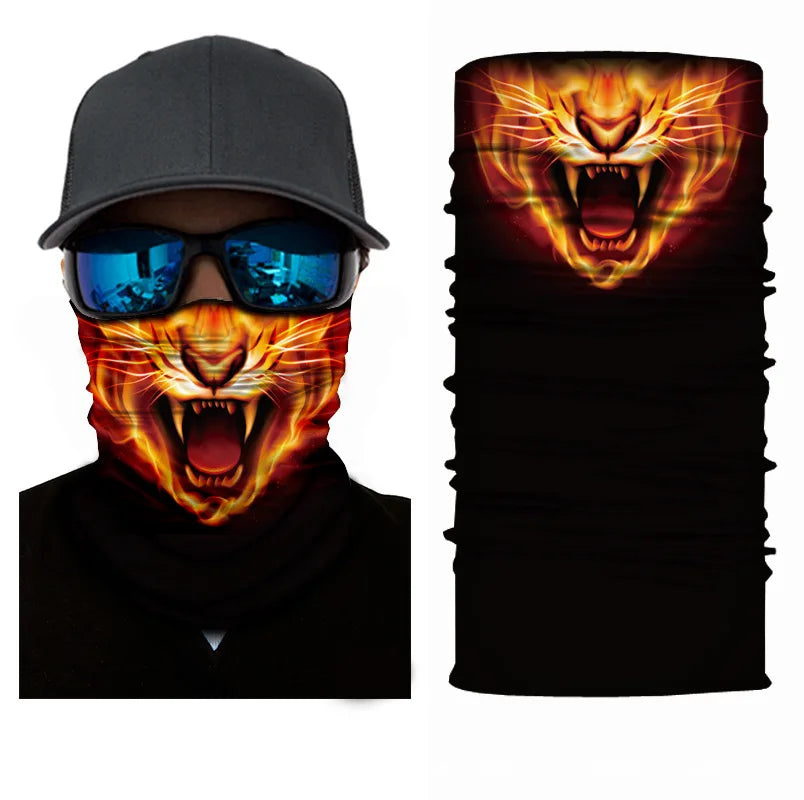 3D Printed Outdoor Sun Protection Neck Gaiter Funny Seamless Bandana Scarf in Polyester for Parties