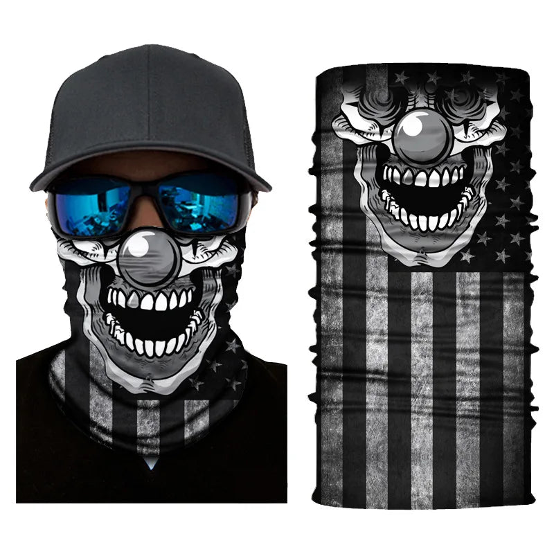 3D Printed Outdoor Sun Protection Neck Gaiter Funny Seamless Bandana Scarf in Polyester for Parties