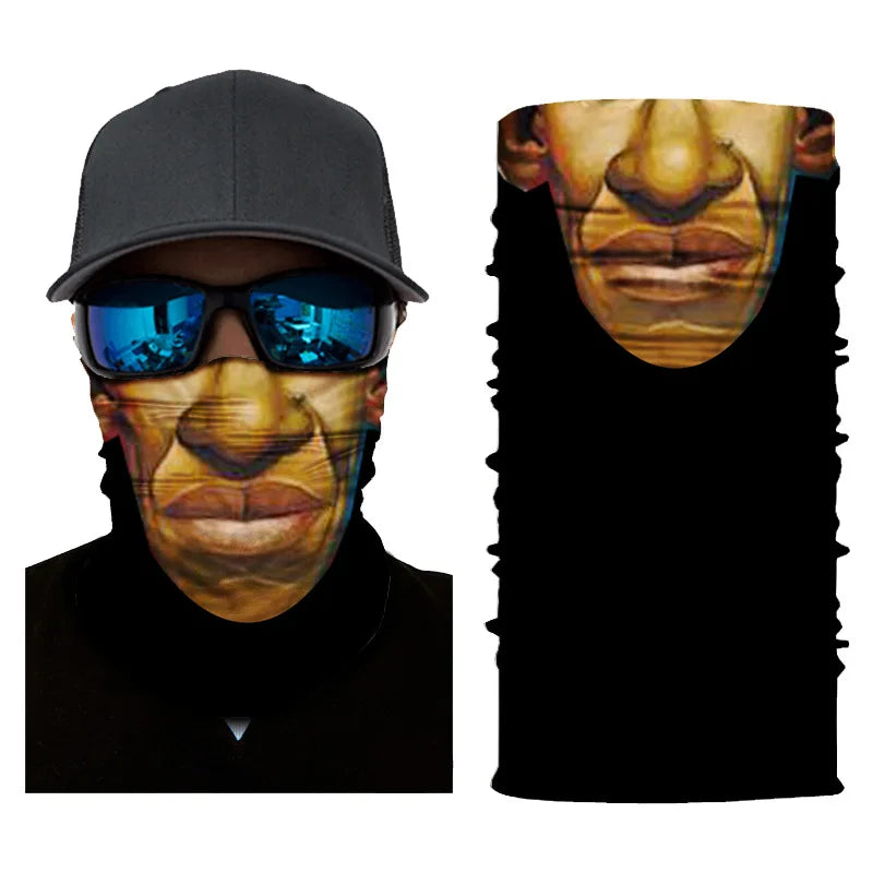 3D Printed Outdoor Sun Protection Neck Gaiter Funny Seamless Bandana Scarf in Polyester for Parties