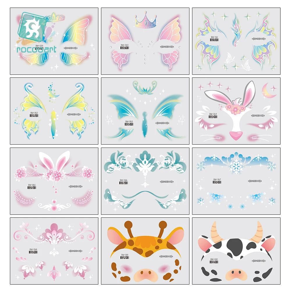 Birthday Party Supplies Favors Dinosaur Tiger Panda Face Tattoos Paint for Kids Boys Girls Makeup Face Mask Tattoos for Kids