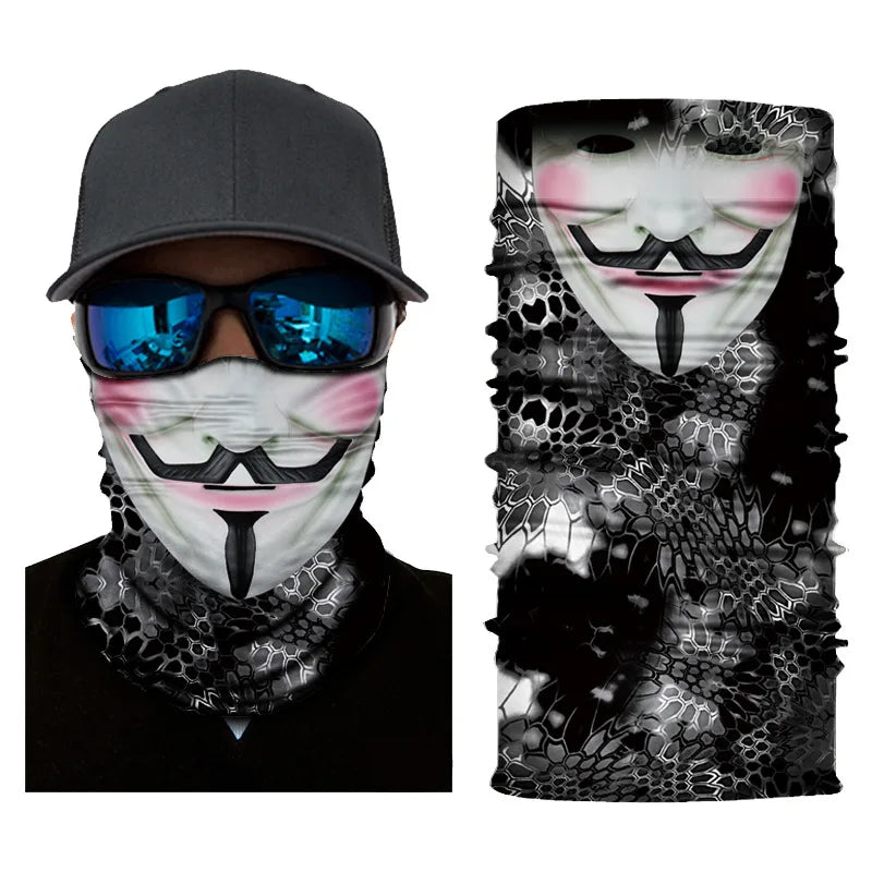 3D Printed Outdoor Sun Protection Neck Gaiter Funny Seamless Bandana Scarf in Polyester for Parties