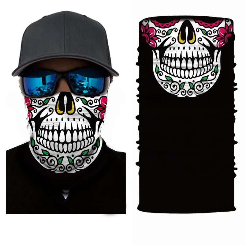 3D Printed Outdoor Sun Protection Neck Gaiter Funny Seamless Bandana Scarf in Polyester for Parties