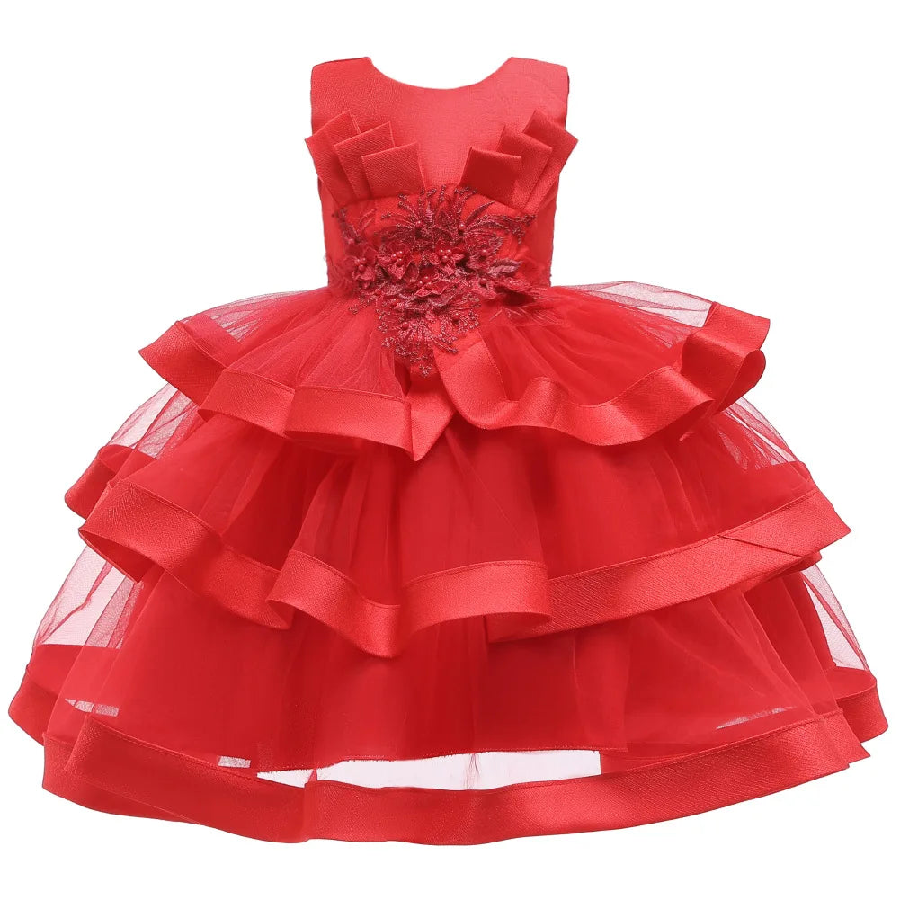 Flower Girls Dress for Girls Clothes Kids Clothing Elegent Jacquard Satin Dress Girls Dresses for Party