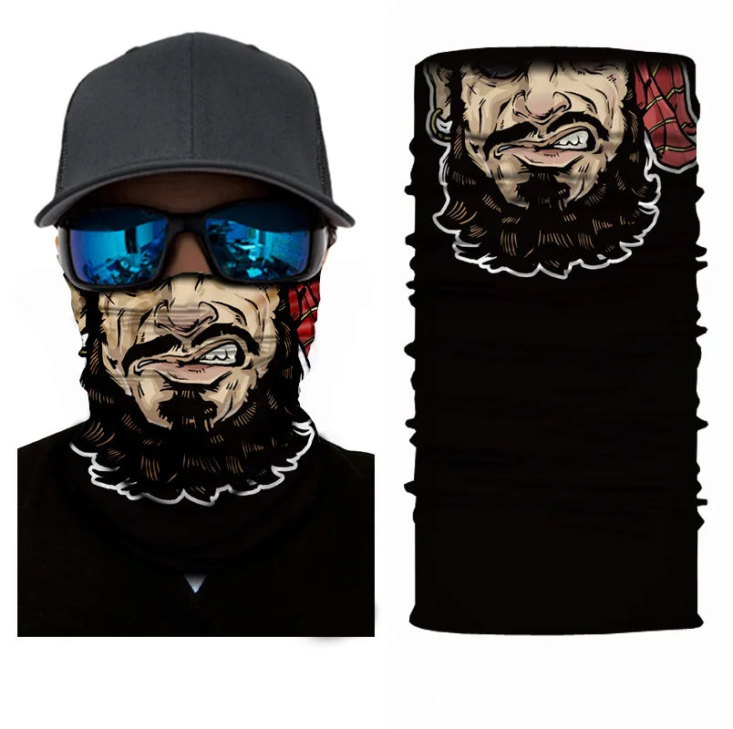 3D Printed Outdoor Sun Protection Neck Gaiter Funny Seamless Bandana Scarf in Polyester for Parties