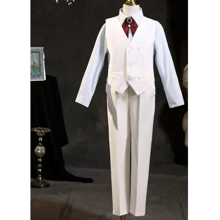 Fashion Wholesale Children Clothing Formal Boy's Suits White Kids Clothing Sets