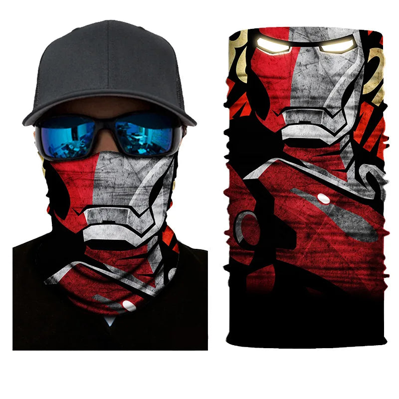 3D Printed Outdoor Sun Protection Neck Gaiter Funny Seamless Bandana Scarf in Polyester for Parties