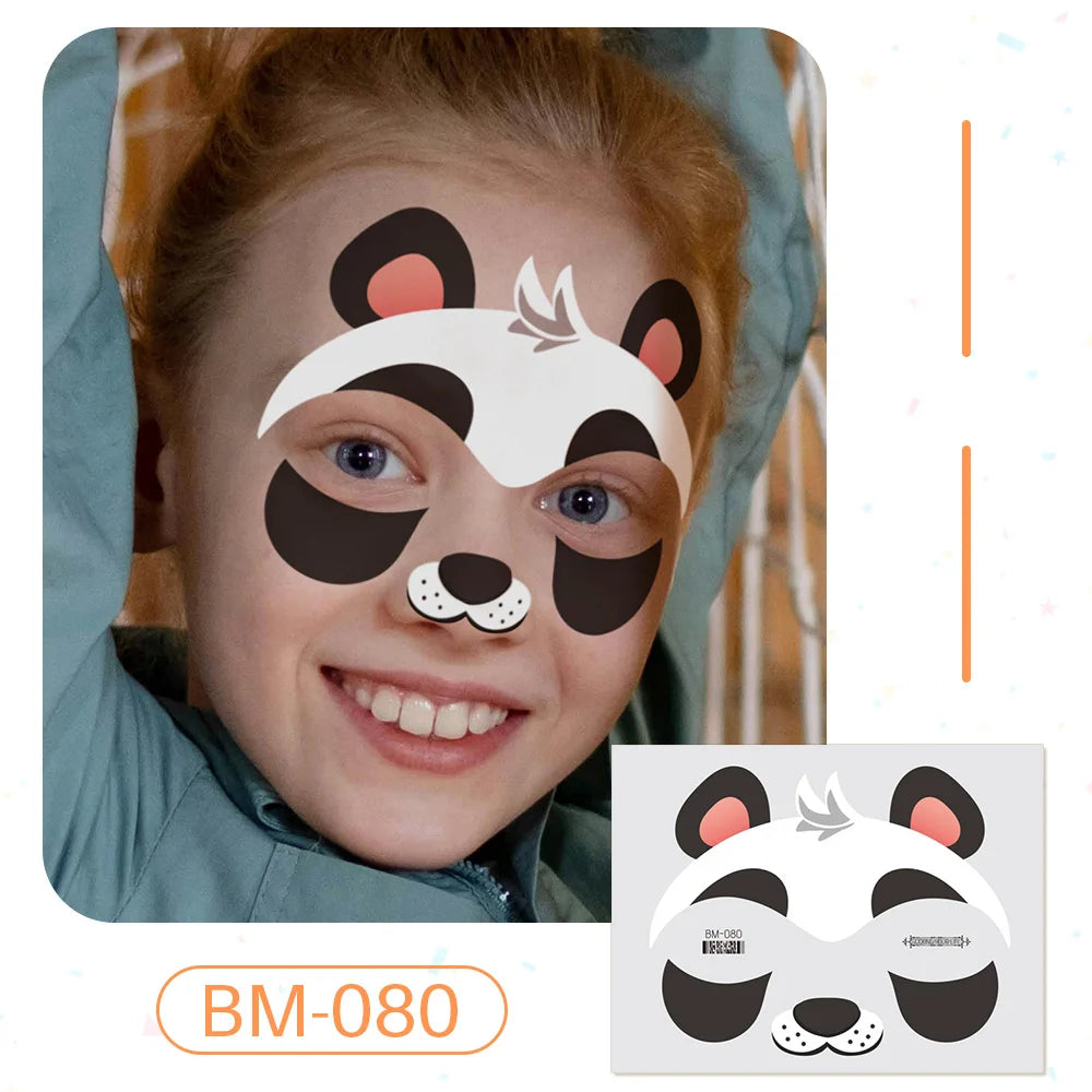 Birthday Party Supplies Favors Dinosaur Tiger Panda Face Tattoos Paint for Kids Boys Girls Makeup Face Mask Tattoos for Kids