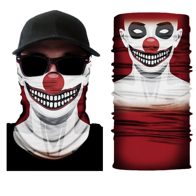 3D Printed Outdoor Sun Protection Neck Gaiter Funny Seamless Bandana Scarf in Polyester for Parties