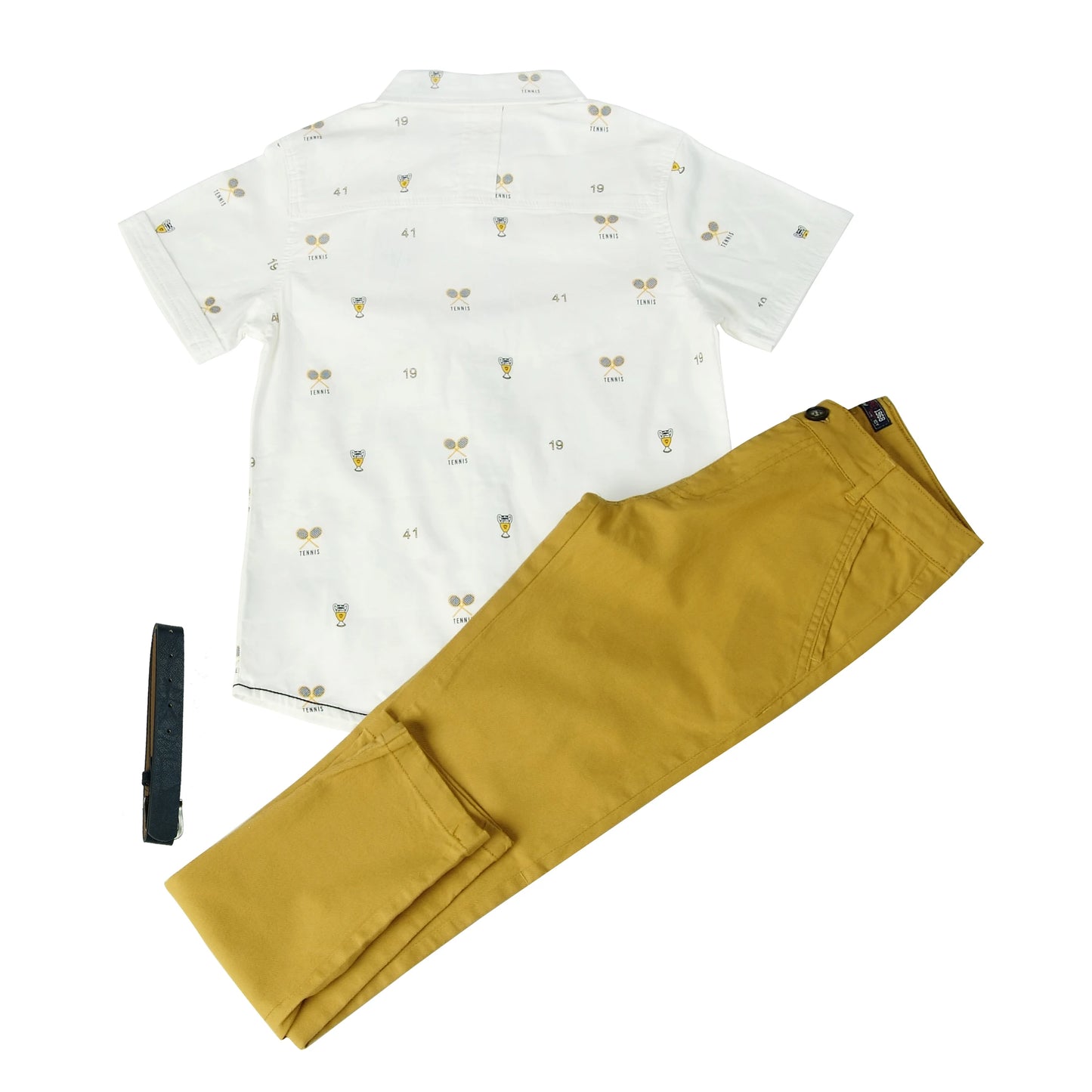 Boy's Clothing Set Quality 100% Cotton Shirt and Pant with Printed Pattern Kids Clothing
