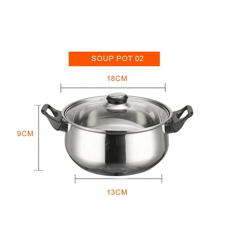 Kitchenware Pot Set 12 Piece Thickened Stainless Steel  Cookware Pot Set