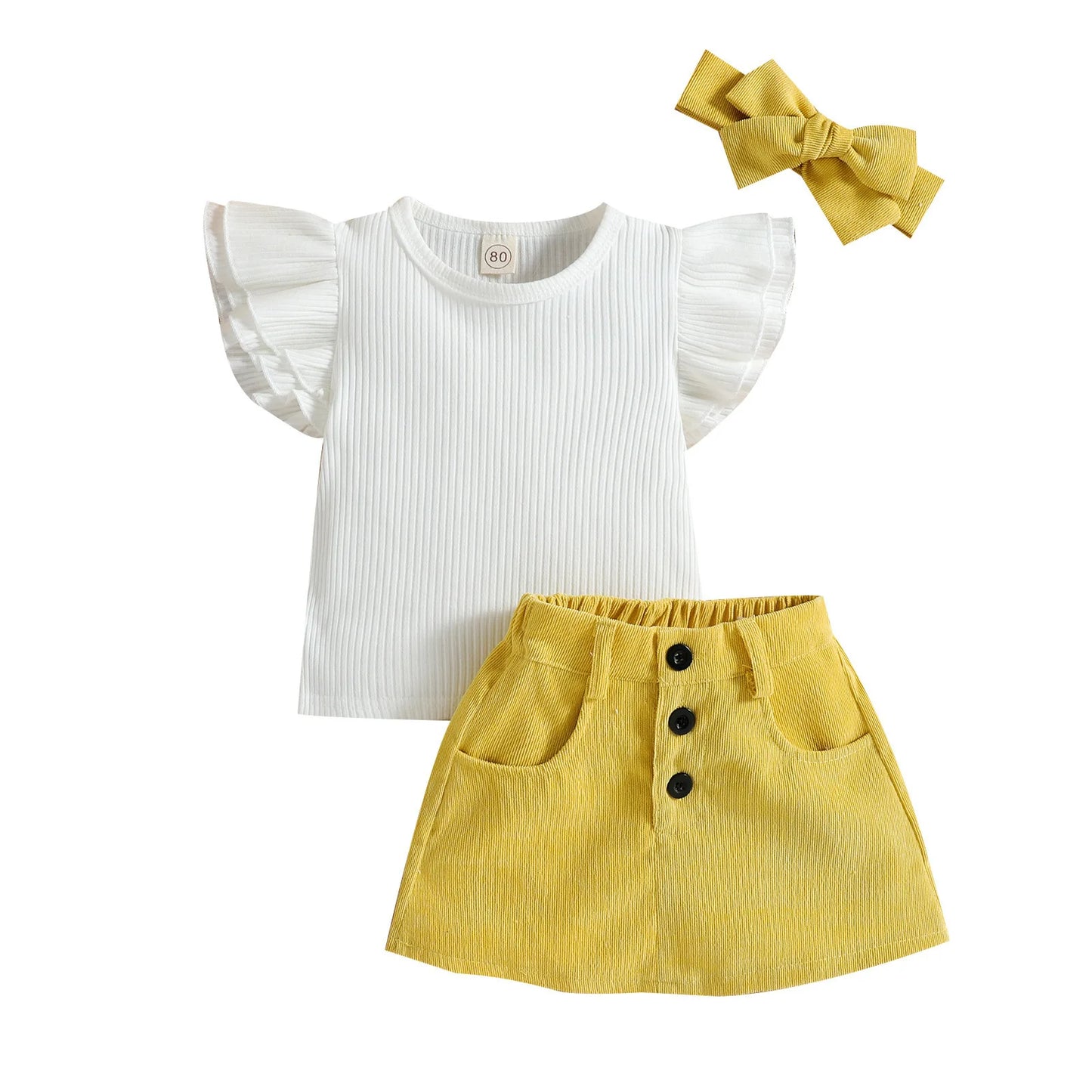 Kids Clothing Summer Baby Girls Clothes T-shirt+skirt+hairband 3pcs Outfit Fashion Suit Casual Children's Clothing Sets
