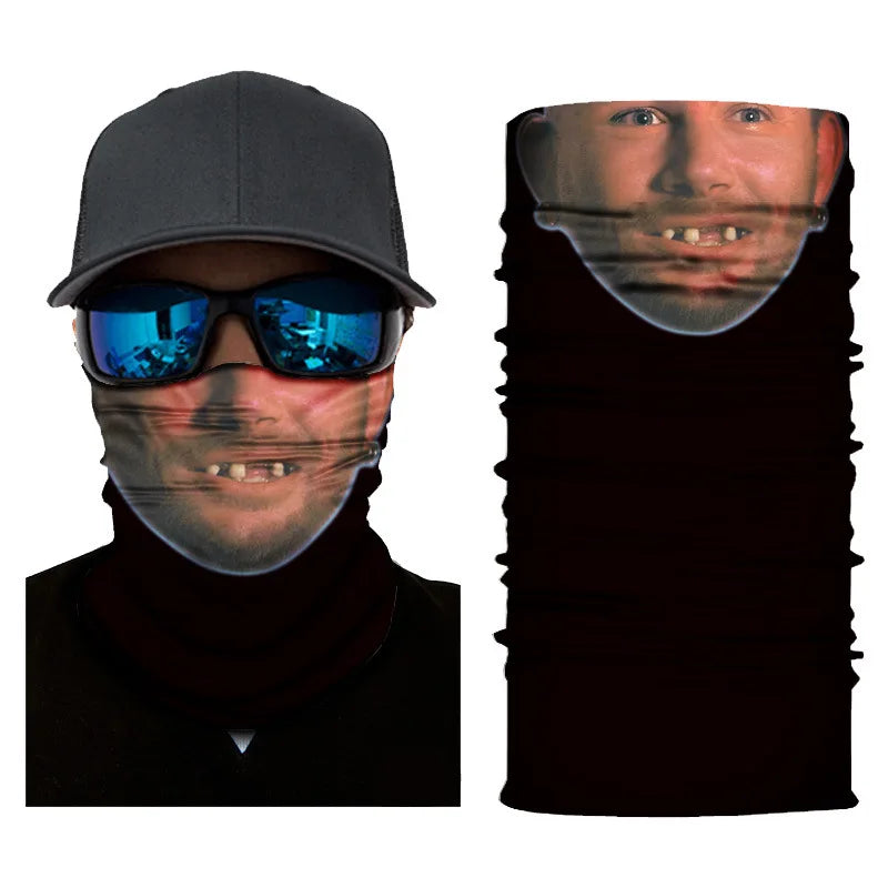 3D Printed Outdoor Sun Protection Neck Gaiter Funny Seamless Bandana Scarf in Polyester for Parties