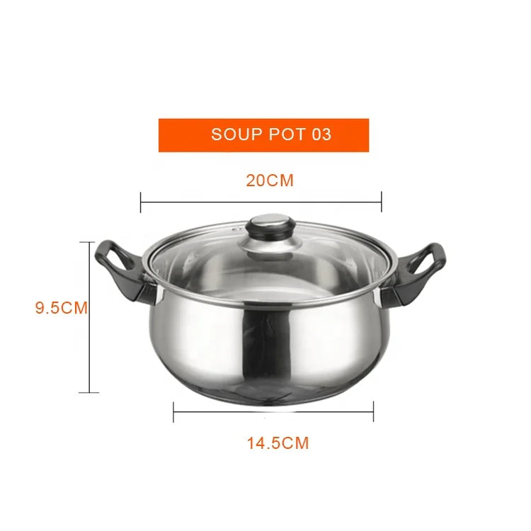 Kitchenware Pot Set 12 Piece Thickened Stainless Steel  Cookware Pot Set