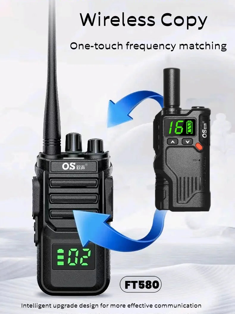 License Free PMR Noise Cancelling Walkie Talkie FT580 Passed CE Led Display IP68 Waterproof Ham Radio  for Outdoor Activities