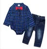 Baby Boy Clothing Set Dress Suit Gentleman Shirt With Bow Tie +Trousers Sets Party Wedding Handsome Kids Clothing Boys Clothes