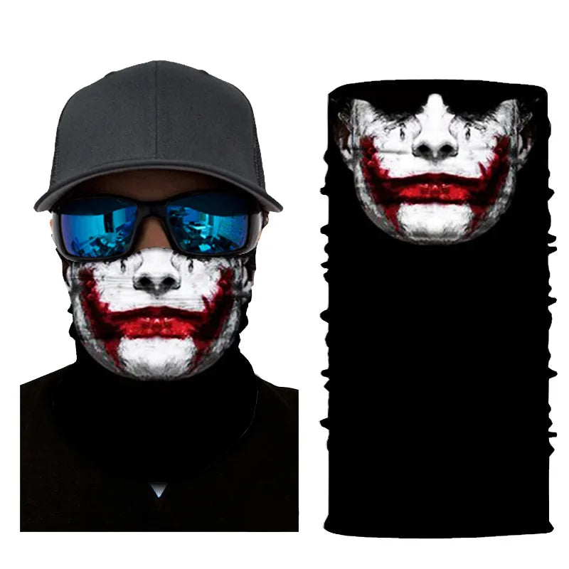 3D Printed Outdoor Sun Protection Neck Gaiter Funny Seamless Bandana Scarf in Polyester for Parties