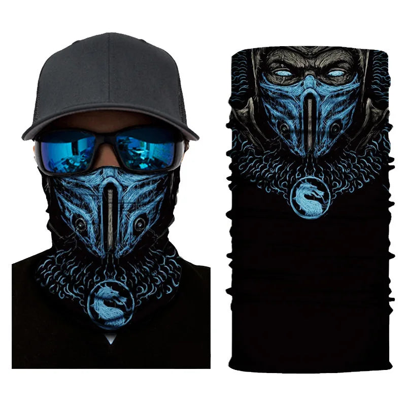 3D Printed Outdoor Sun Protection Neck Gaiter Funny Seamless Bandana Scarf in Polyester for Parties