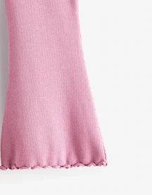 Pink  Fashionable Girls Flared Leggings Casual Cotton Print Kids Clothing Bell Bottom Capris for Spring/Summer Season