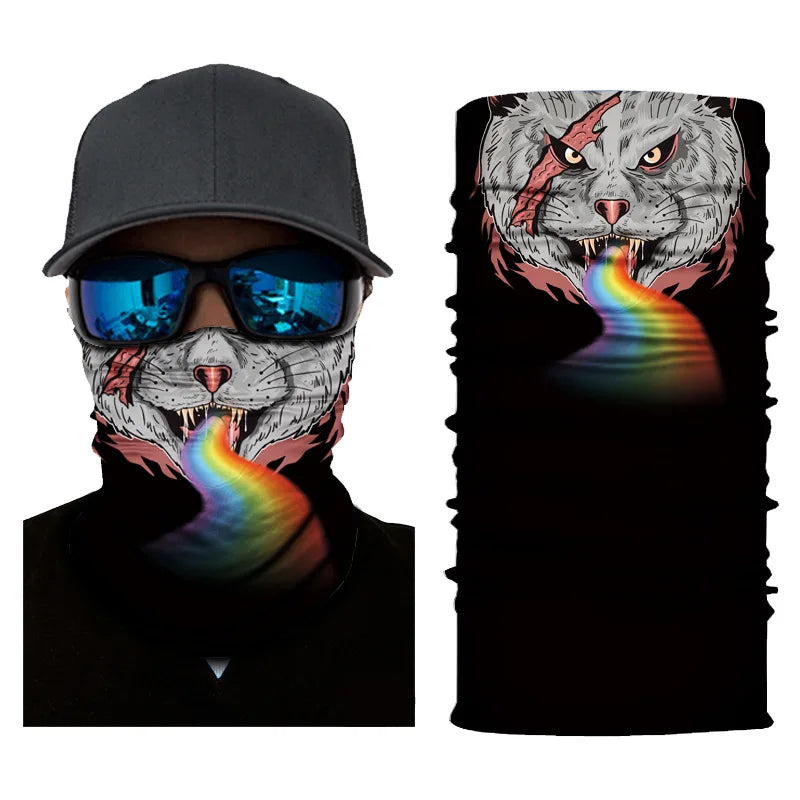 3D Printed Outdoor Sun Protection Neck Gaiter Funny Seamless Bandana Scarf in Polyester for Parties