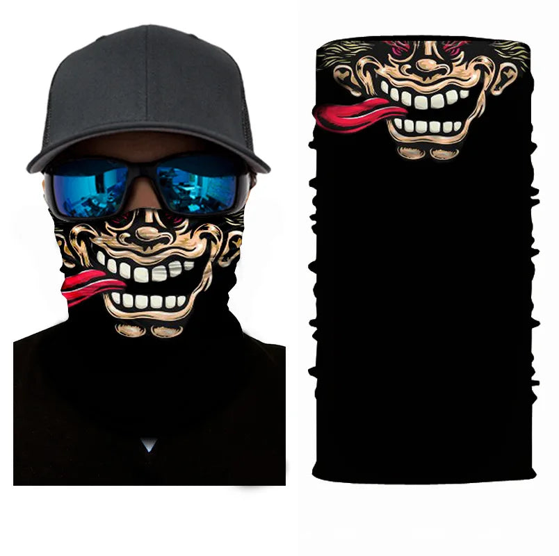 3D Printed Outdoor Sun Protection Neck Gaiter Funny Seamless Bandana Scarf in Polyester for Parties