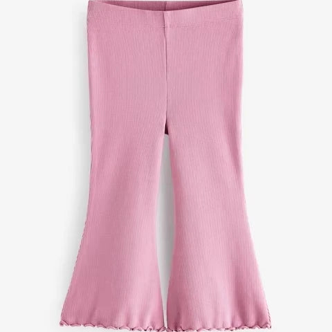 Pink  Fashionable Girls Flared Leggings Casual Cotton Print Kids Clothing Bell Bottom Capris for Spring/Summer Season