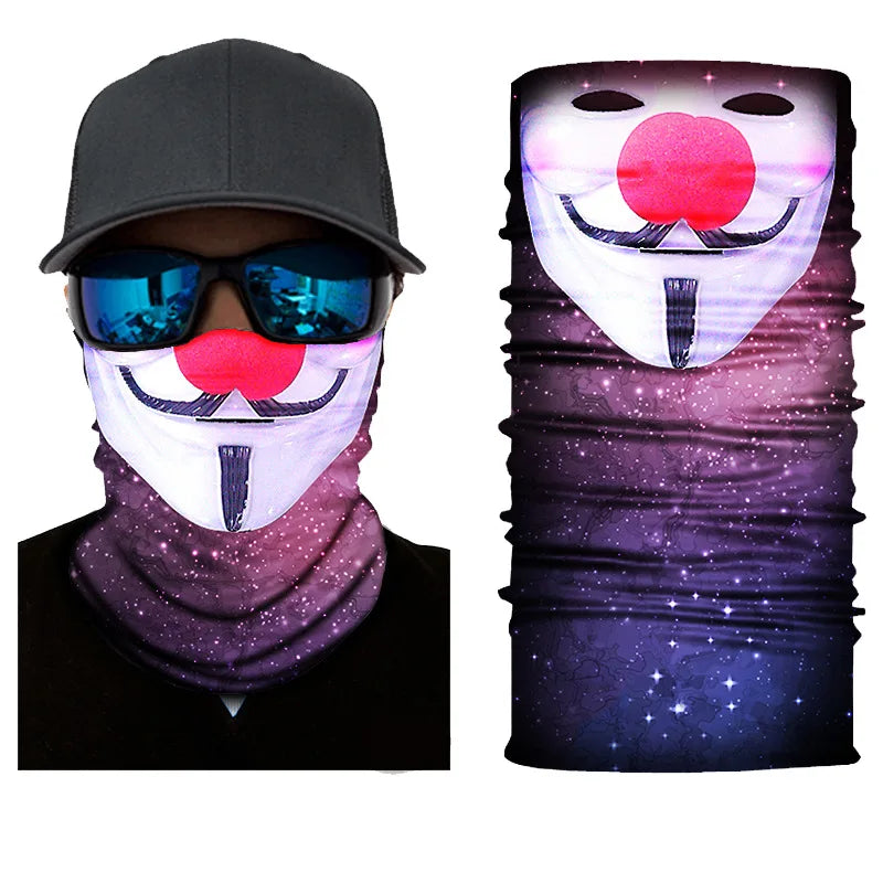 3D Printed Outdoor Sun Protection Neck Gaiter Funny Seamless Bandana Scarf in Polyester for Parties