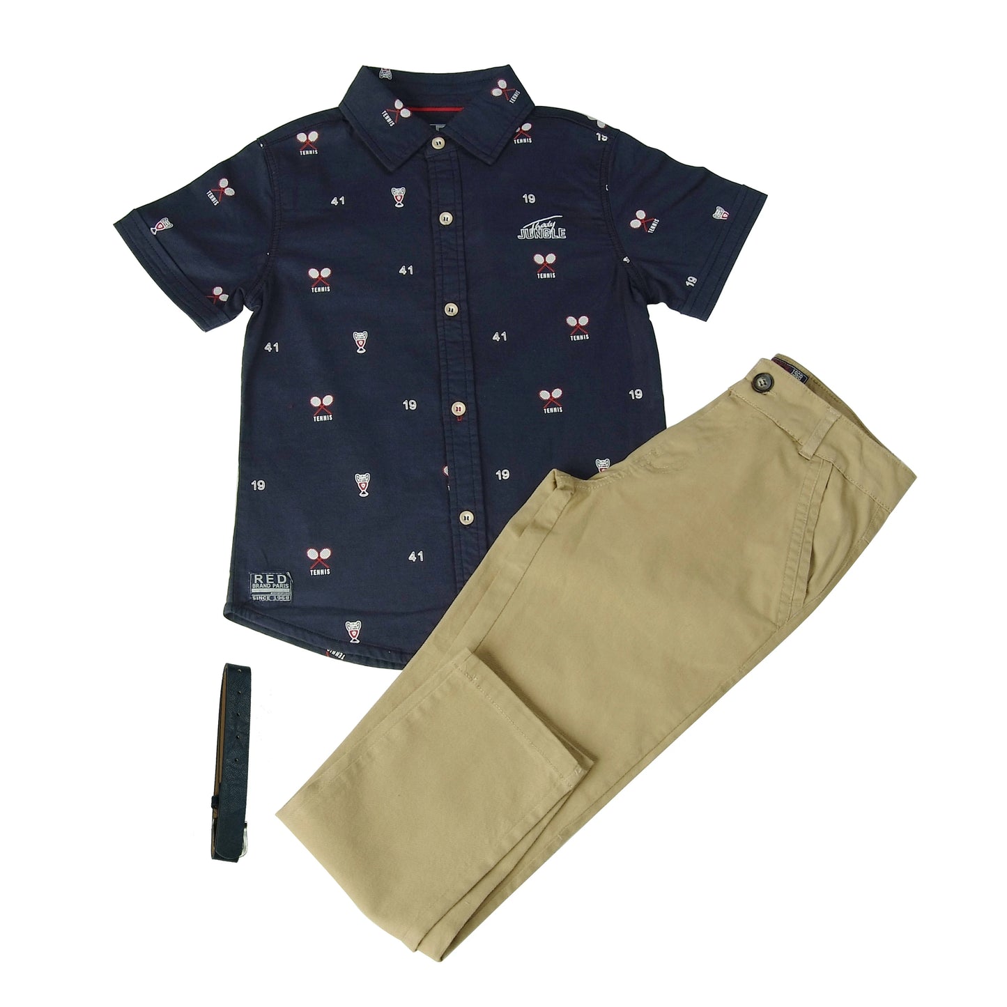 Boy's Clothing Set Quality 100% Cotton Shirt and Pant with Printed Pattern Kids Clothing