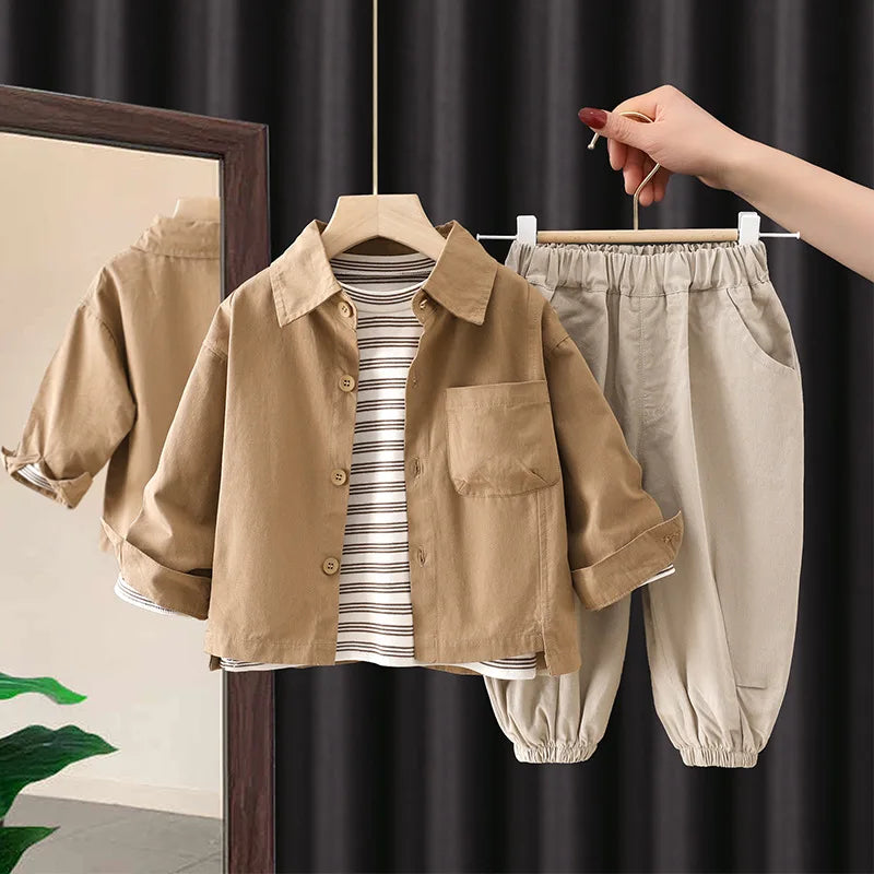 2024 Spring Boy's High Quality Cotton Set Autumn Children's Clothes Three Piece Set Kids Clothing