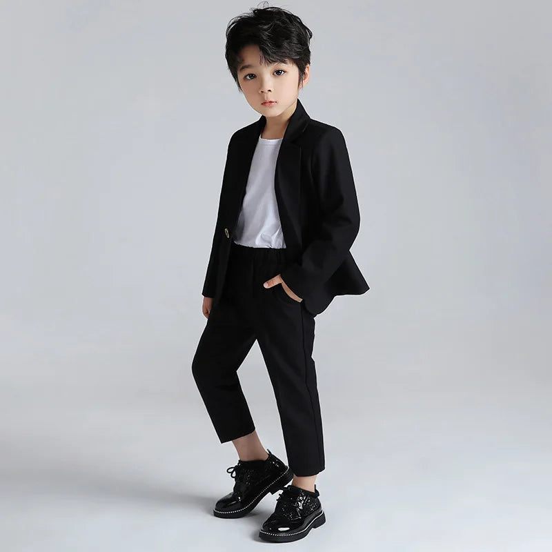 Top Grade Children Clothes Formal Boy's Suits Kids Clothing Sets Pink Black