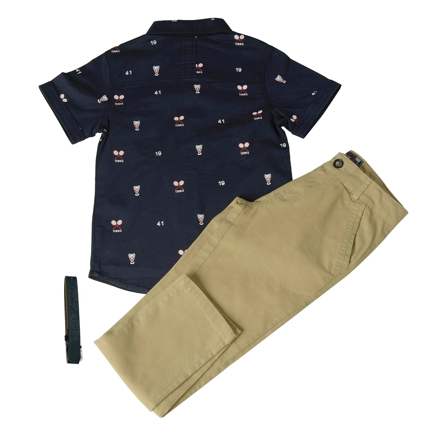 Boy's Clothing Set Quality 100% Cotton Shirt and Pant with Printed Pattern Kids Clothing